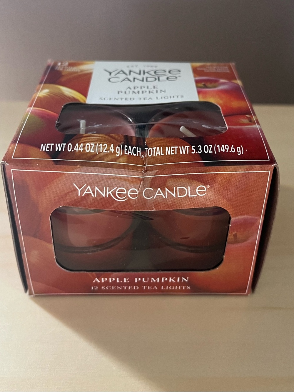 Yankee Candle Apple Pumpkin Tea Light Candles 12 Per Box New